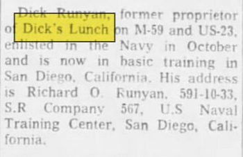 Pennys Restaurant (Dicks Lunch, Franks Country Oven) - Nov 15 1961 Article (newer photo)